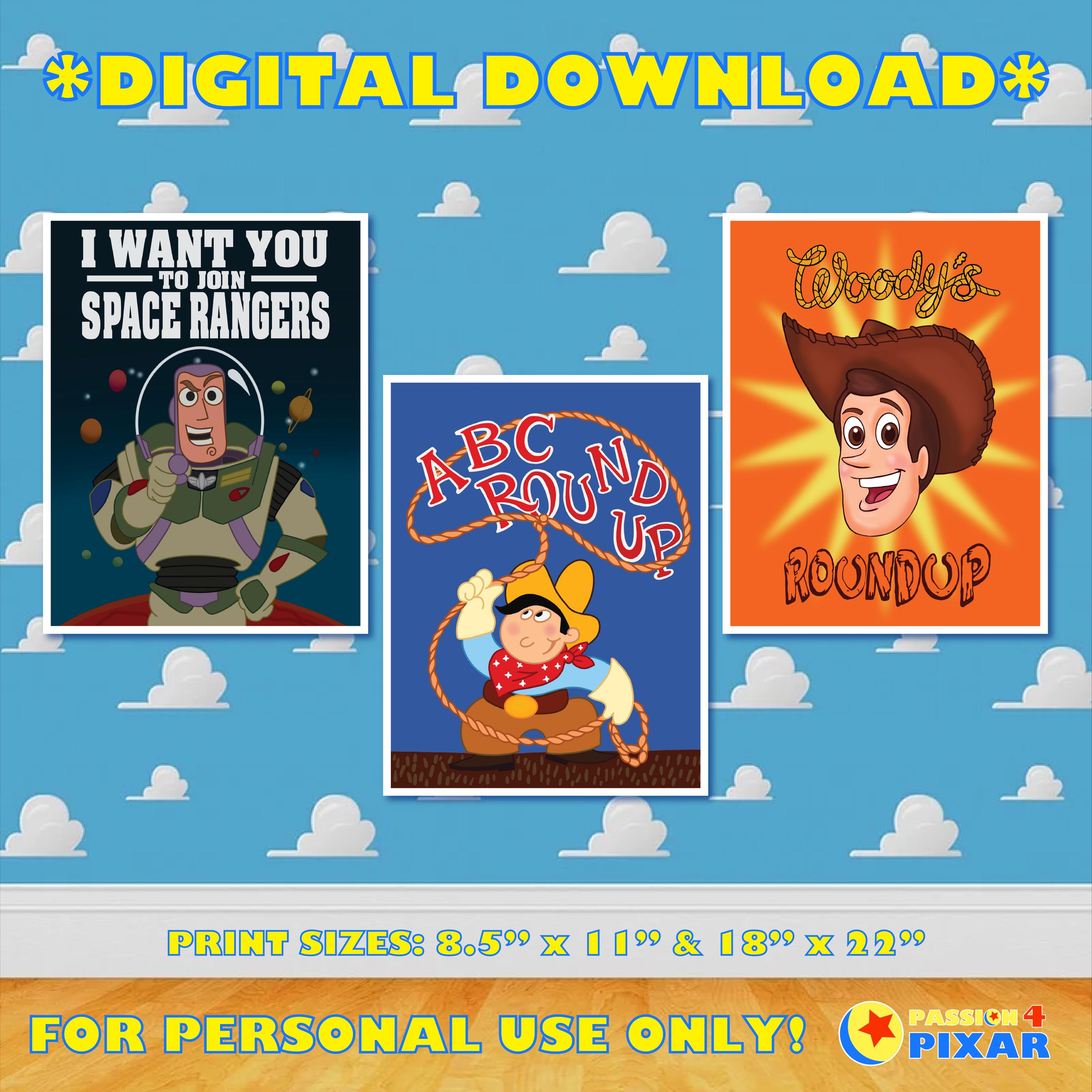 Toy Story Posters, Buzz Lightyear, Woody Roundup (digital Download
