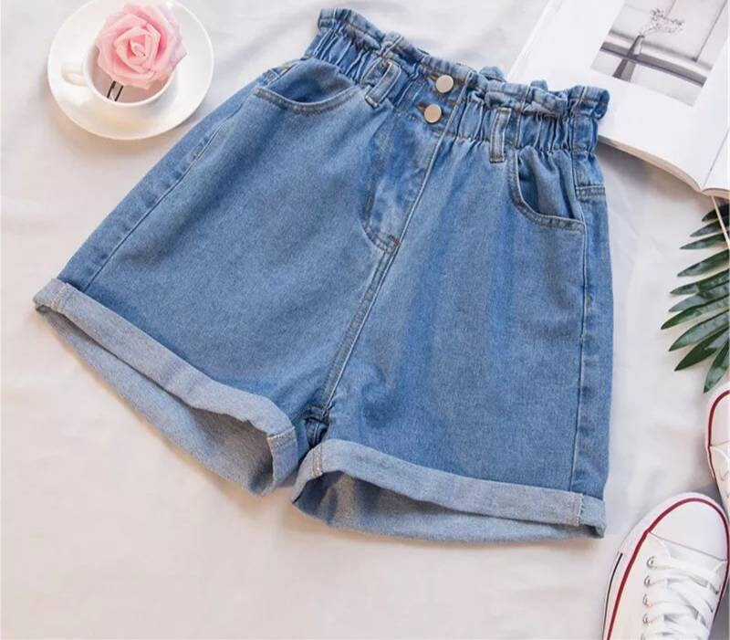 Denim Shorts Large Size Harem Ruffle - Etsy