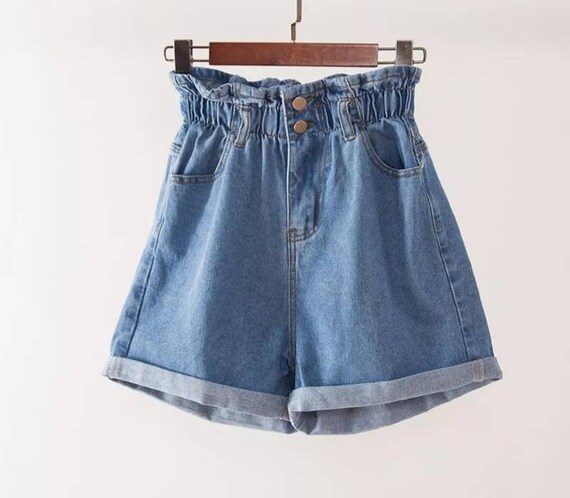 Denim Shorts Large Size Harem Ruffle - Etsy
