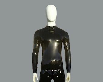 Rubber Latex Men's Full Length, Zip Shoulder Cod Piece Catsuit