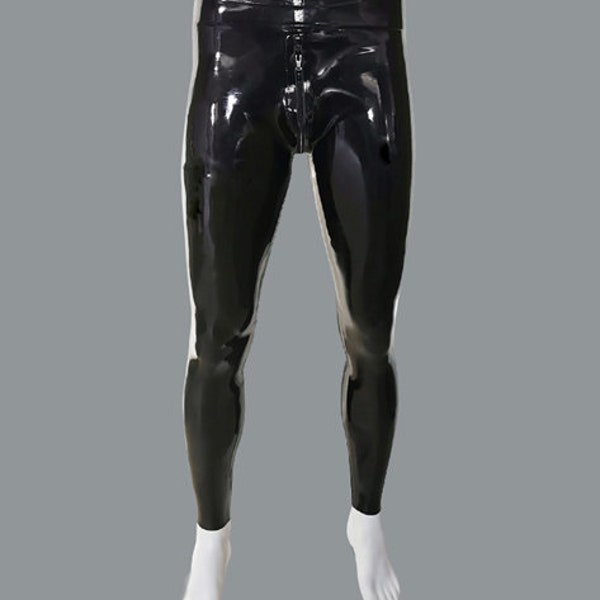 Rubber Latex Leggings pouch front thru zip.