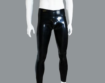 Rubber Latex Pouch Front Leggings.