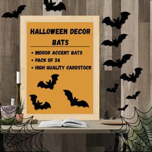 Halloween Bat Decorations – Gothic Black Wall Bats | 24 PCS Festive Indoor Accent Décor