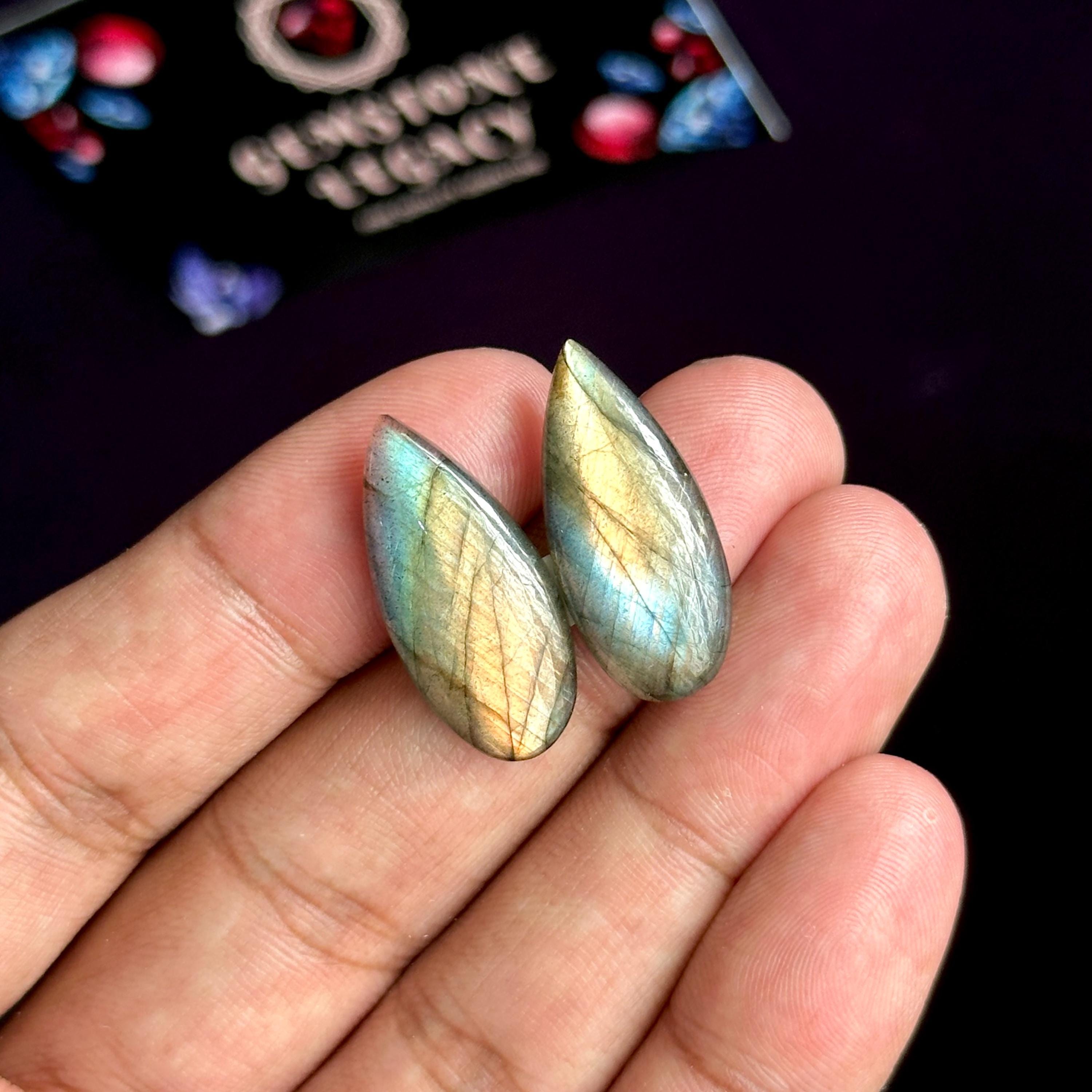 27x12x5mm, Multi Flash Labradorite Pair, Spectrolite Labradorite