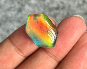 23x15x7mm, Beautiful Aurora Opal Cabochon, Flashy Aurora Opal Gemstone, Smooth Aurora Opal Hexagon Shape, Aurora Opal Jewelry Making Stone