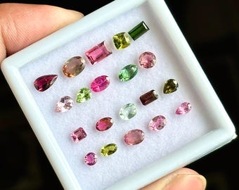 20 Piece, Multi Tourmaline cut Stone, Natural Tourmaline Lot, Tourmaline Faceted Gemstone, Loose Tourmaline Jewelry | SIZE - 4x4mm To 7x5mm