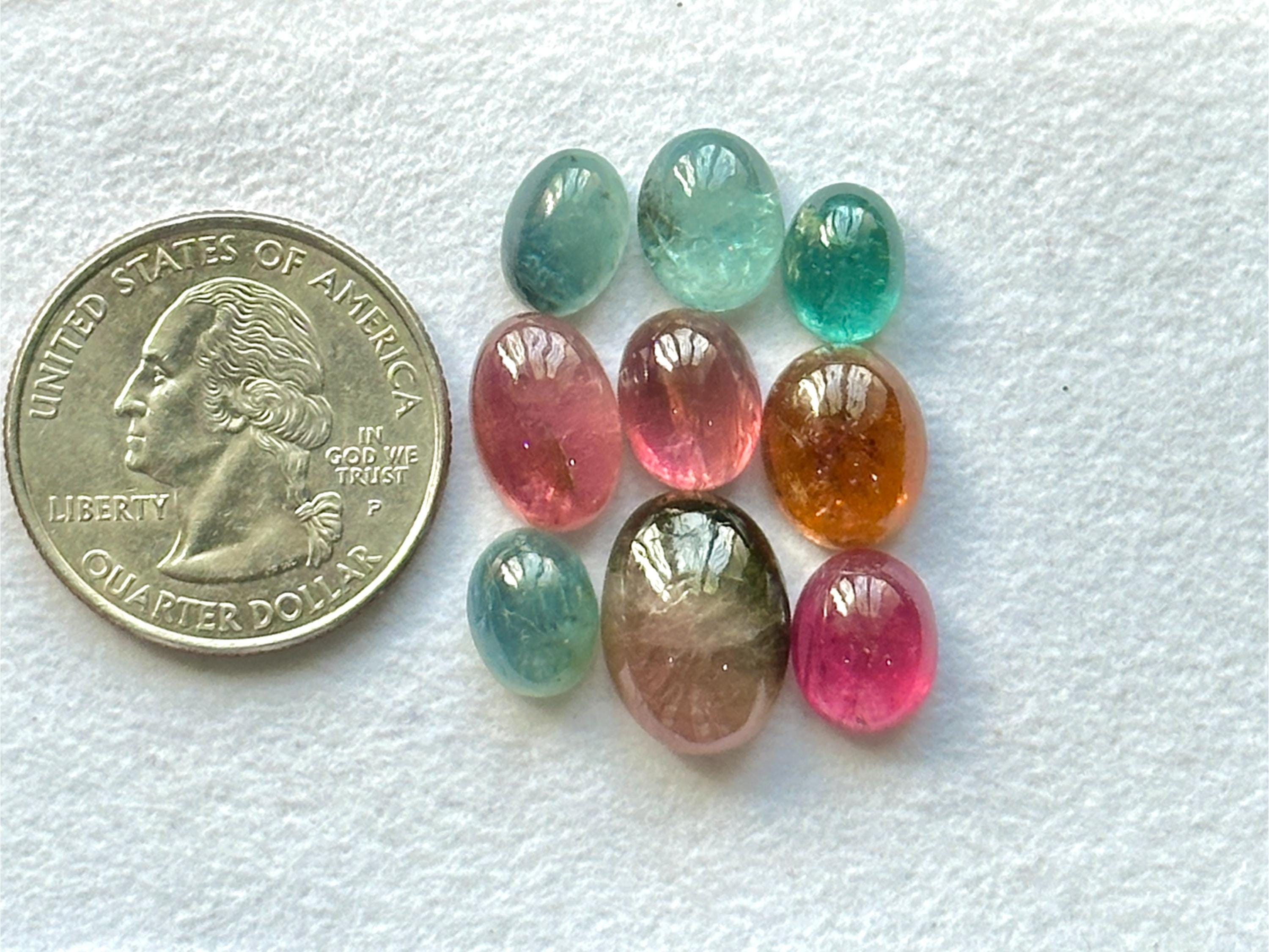 Lot 3 Tourmalines Multicolores Naturelles Taille Octogonale 2,60 Ct - Nigéria