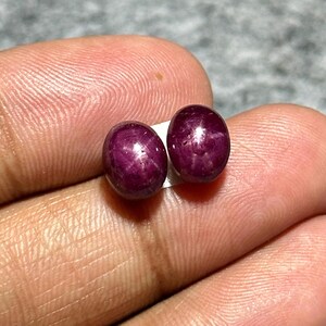 9 x 7 x 6 mm, par de rubíes estrella indios, piedra rubí estrella de seis rayos, rubí asterismo para joyería, cuentas cabujón de rubí estrella sueltas, cristales de rubí estrella AAA