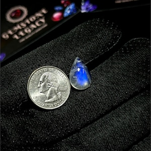 19x13x5mm, Flashy Moonstone Cabochon, Smooth Moonstone Gemstone, Blue Fire Moonstone Crystals, Loose Moonstone Pear Shape Cabochon Gemstone