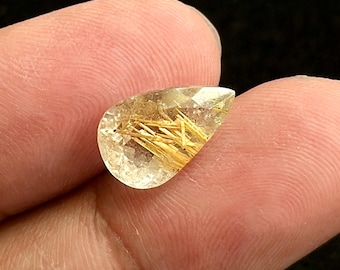 14x9x7mm, Piedra preciosa de rutilo dorado natural tallada, cortes de piedra preciosa de rutilo facetado, cortes de cuarzo rutilado para la fabricación de joyas DIY