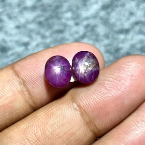 9x7x5mm, Six Rays Star Ruby Pair, Natural Star Ruby Cabochon Match Pair, Asterism Star Ruby Oval Shape Cabochon, Loose Gemstone For Jewelry
