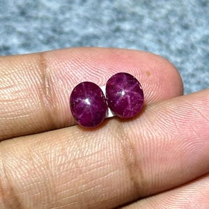 9x7x5mm, Asterism Star Ruby Oval Pair, Six Rays Star Ruby Cabochon, Natural Star Ruby Loose Gemstone Shop, Indian Star Ruby Calibrated Stone