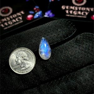 21x11x8mm, Flashy Moonstone Cabochon, Smooth Moonstone Gemstone, Blue Fire Moonstone Crystals, Loose Moonstone Pear Shape Cabochon