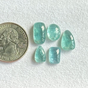 5 Piece, Mint Green Kyanite Cabochon Gemstone, Natural Kyanite Loose Gemstone, Kyanite For Jewelry Making | SIZE - 10x7x4mm To 13x7x5mm