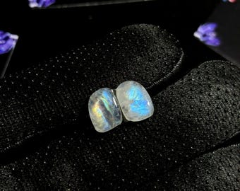 16x11x3mm, Rainbow Moonstone Cabs, Multi fire Moonstone Gemstone, Unique Flash Moonstone, Rare Moonstone Cabochon, Natural Moonstone Shop