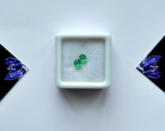 4x3x3mm, Certified Emerald Gemstone cut, Lustrous Green Emerald cut Pair, AAA Zambian Emerald Oval stones, Natural Emerald Precious Gemstone