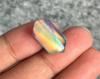 21x11.5x6mm, Beautiful Aurora Opal Cabochon, Flashy Aurora Opal Gemstone, Smooth Aurora Opal Hexagon Shape, Aurora Opal Jewelry Making Stone