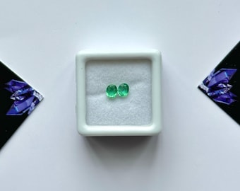 4x3x3mm, Certified Emerald Gemstone cut, Lustrous Green Emerald cut Pair, AAA Zambian Emerald Oval stones, Natural Emerald Precious Gemstone