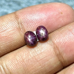 7x5x4mm, Asterism Star Ruby Oval Pair, Six Rays Star Ruby Cabochon, Natural Star Ruby Loose Gemstone Shop, Indian Star Ruby Calibrated Stone