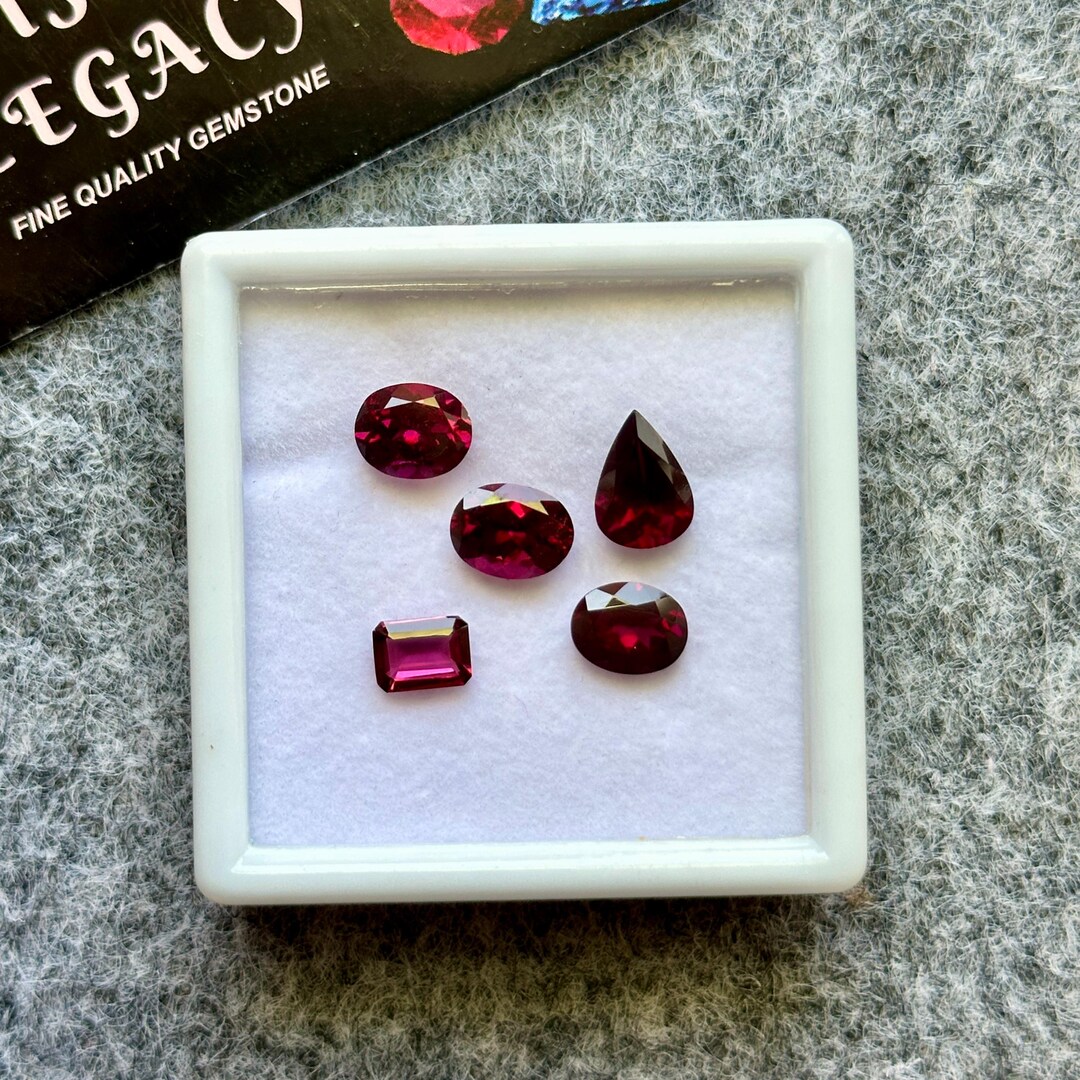 5 Piece, Gemmy Garnet Cut Pair, Red Garnet Gemstone Cuts, AAA Garnet ...