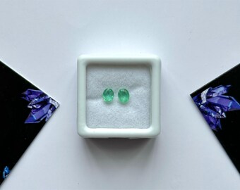 5x4x3mm, Zambian Emerald cut Gemstone Match Pair, Untreated Emerald Faceted Gemstone, Green Emerald Gemstone, Calibrated Emerald cut Stone
