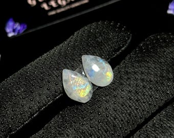 17x11x3mm, Rainbow Moonstone Cabs, Multi fire Moonstone Gemstone, Unique Flash Moonstone, Rare Moonstone Cabochon, Natural Moonstone Shop
