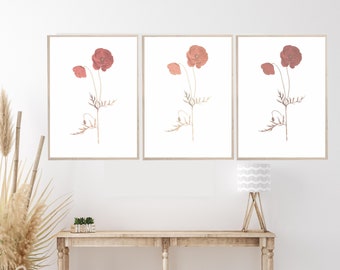 Spring Gallery Watercolor Botanical Wall Decor Set | Wild Flowers Green Gallery Printable Art | Digital Prints Set Download Table Art