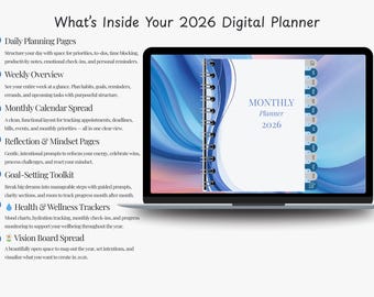 Blauwe digitale planner | Invulbare pdf 2025 | Minimalistische dagelijkse en wekelijkse organisator