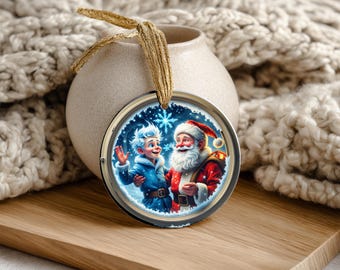 Jack Frost en Santa Christmas-clipartset, kerstronde png's (digitale download)