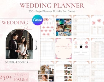 Hochzeitstag Sammelmappe Hochzeitsplanungs-Planer Hochzeit Checklist Bundle Bearbeiten in Canva Druckbare Vorlage Hochzeitsplaner Sammelmappe