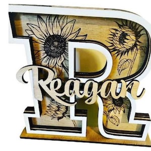 Personalized Boys Piggy Bank,Sunflower Nursery,Baby Shower Gift,Letter Bank,Wooden Change Bank,Christmas,Birthday Kids,Savings Bank,Alphabet