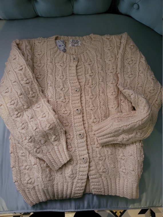 Chunky off white Hand Knit Sweater, Women Wool Ju… - image 1