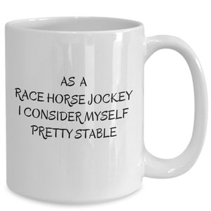 Race Horse Jockey Cup, Coffee Mug for Jockey, Female Jockey Gift, Funny Jockey Mug, Horse Lover Gift