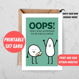Schmutzige Erwachsene Witz Karte Lustige Überraschungs-Baby Grußkarte Printable Ups! Das soll Verschluckt werden Klappkarte Blanko Herzlichen Glückwunsch