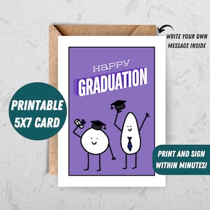 Congratulations Graduate Greeting Card Happy Graduation Printable Card Blank Custom Digital Download Novelty Cute Cartoon Card Encouragement