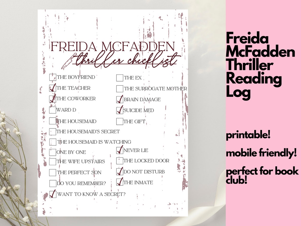 Freida Mcfadden Thriller Book Checklist, Freida Mcfadden Checklist ...