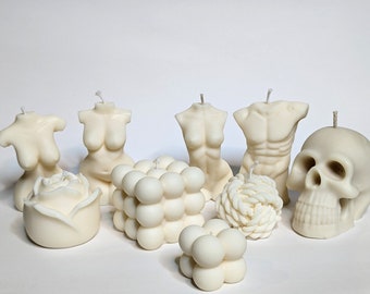 Soy Wax Pillar Candles, Bubble Candle, Skull Candle, Rose Candle, Fresh Linen Scented Candle