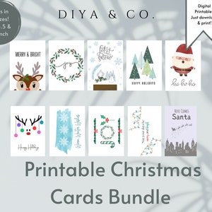 ¡DESCARGA INSTANTÁNEA! Paquete múltiple de tarjetas navideñas imprimibles - Tarjetas de felicitación - Juego de 10 / 8,5 pulgadas x 5,5 pulgadas y 5x7