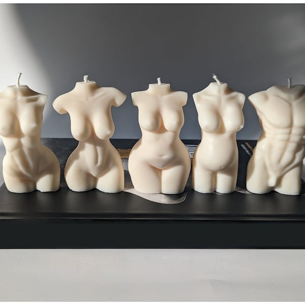 Velas con forma de cuerpo femenino, cuerpo masculino, curvilíneas, vela, vela con forma de torso, velas de cera de soja, vela para embarazadas / vela vegana / vela decorativa / decoración del hogar