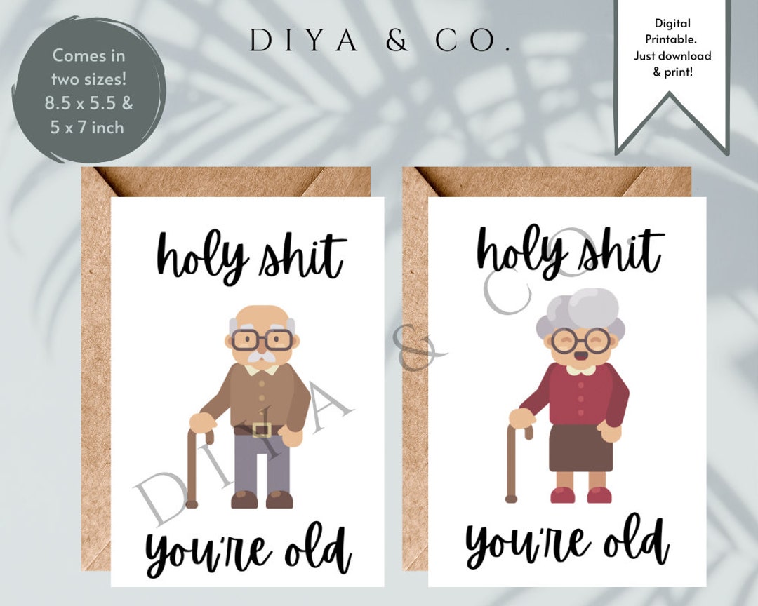 INSTANT DOWNLOAD! Printable Birthday Card - Greeting Card - Holy Shit ...