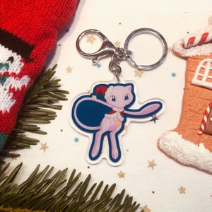 Pink cartoon anime monster acrylic Christmas keychain