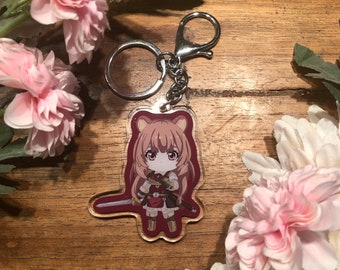 Raccoon anime girl with sword from shield anime Acrylic keychain