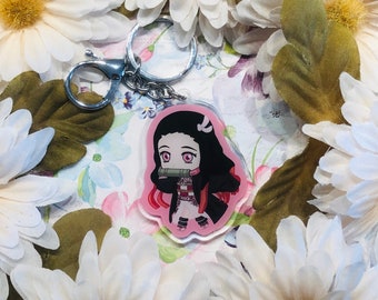 Pink Demon Anime Acrylic Keychain