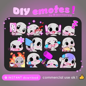 27 schattige emotes voor Twitch, je eigen emotes maken, Discord-stickers, emotesjablonen, Twitch-emotes, custom emotes