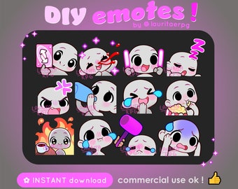 27 Cute Emotes Bases for Twitch, DIY your own Emotes, Discord Stickers, Emote templates, Twitch Emotes, Custom Emotes