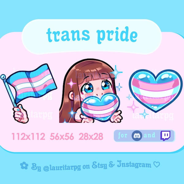 Trans Pride emotes for Twitch And Discord, lgbtqia emotes