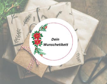 Personalized round Christmas stickers | Christmas stickers with name or custom text | Gift stickers Merry Christmas, cookies