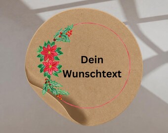 Personalized round Christmas tags made of grass paper | Christmas stickers with names or custom text | Gift stickers & cookie labels