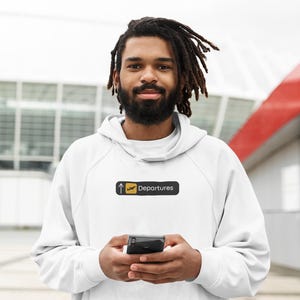 Sudadera con capucha unisex diseño cartel de salidas aeropuerto para viajeros