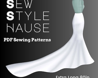 Extra Long No Knee Seam 80" Mermaid Gown Skirt PDF Sewing Pattern
